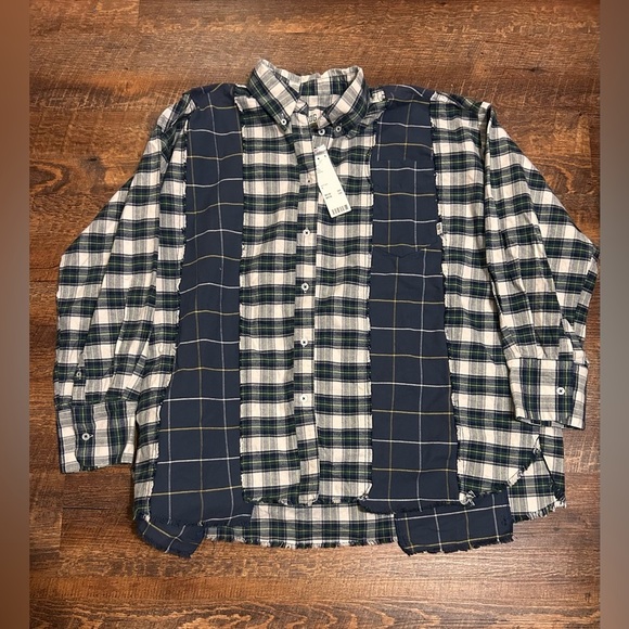 NWT Urban Outfitters BDG Spliced Dad Button-Down Shirt Oversized Size S Plaid - Picture 4 of 5